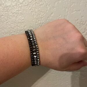 Silver/black beaded bracelet